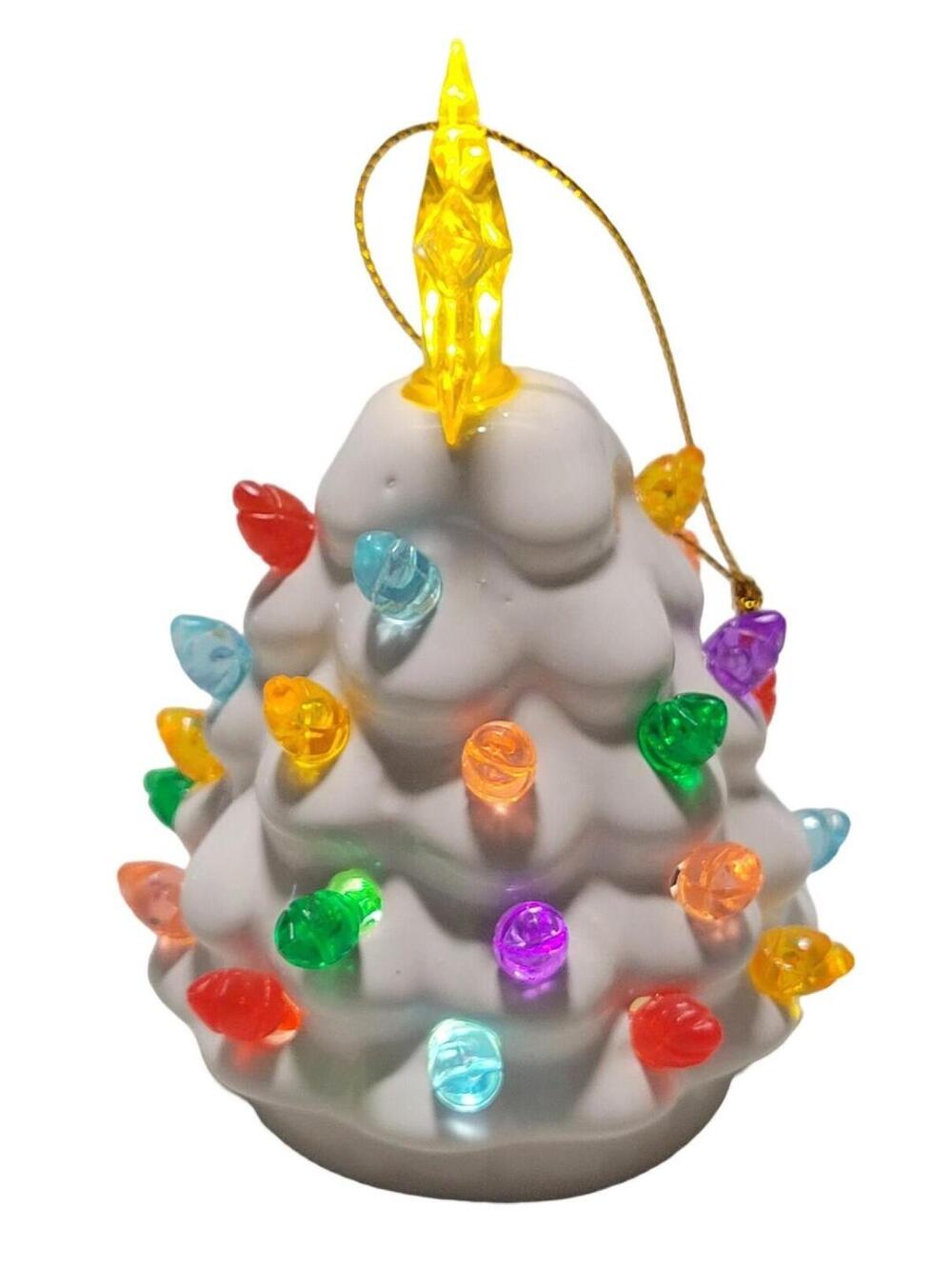 Mr. Christmas Mini 4.5” Light Up Ceramic Christmas Tree ~ White - Picture 4 of 12